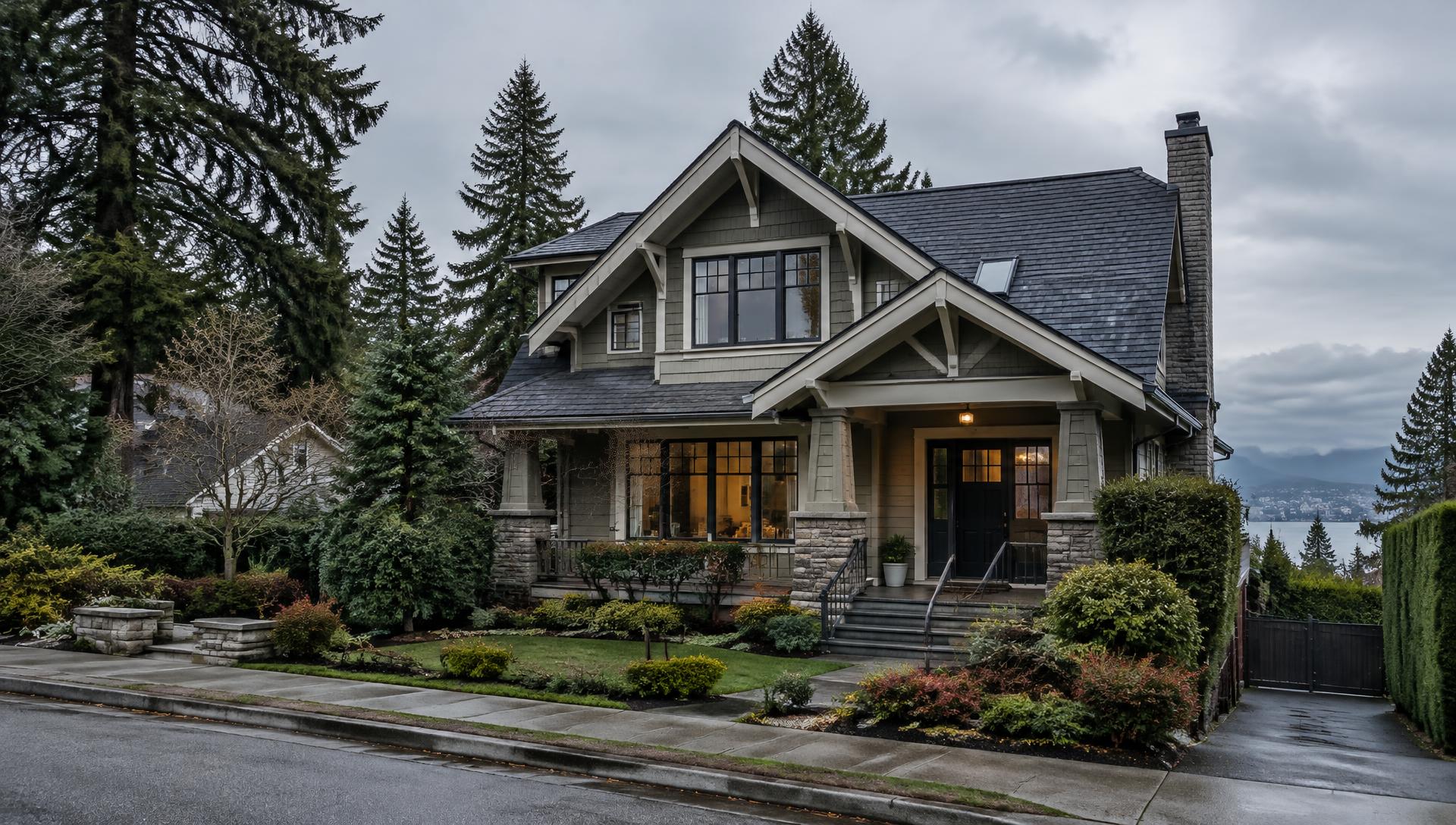 Craftsman-style Vancouver home with a well-maintained dark shingle roof